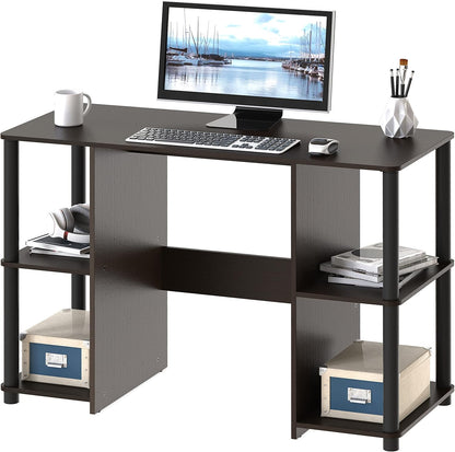 38-Inch Home Office Wood Desk with Double Sided Shelves, Espresso