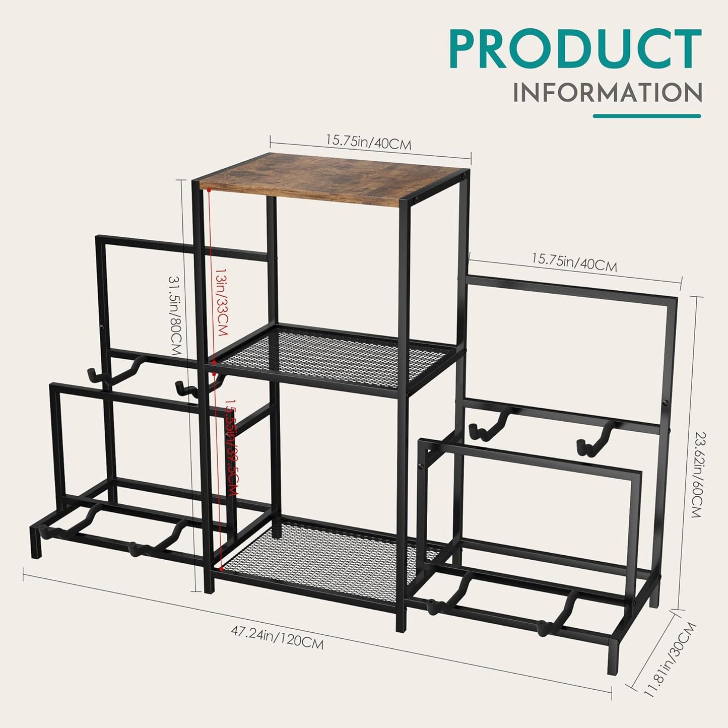 Guitar Rack Multi Guitar Stand for Multiple Guitars, Multiple Guitar Rack Holder with 3 Tier Shelf for Acoustic, Electric Guitar, Bass, Record Player, Guitar Display Stand for Home Music Studio