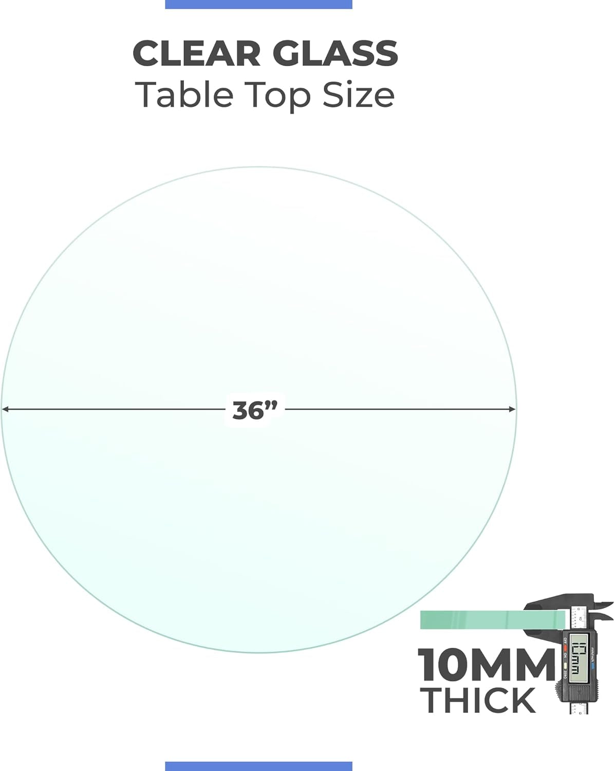 36" Inch round Glass Table Top 3/8" Thick Tempered Beveled Edge by