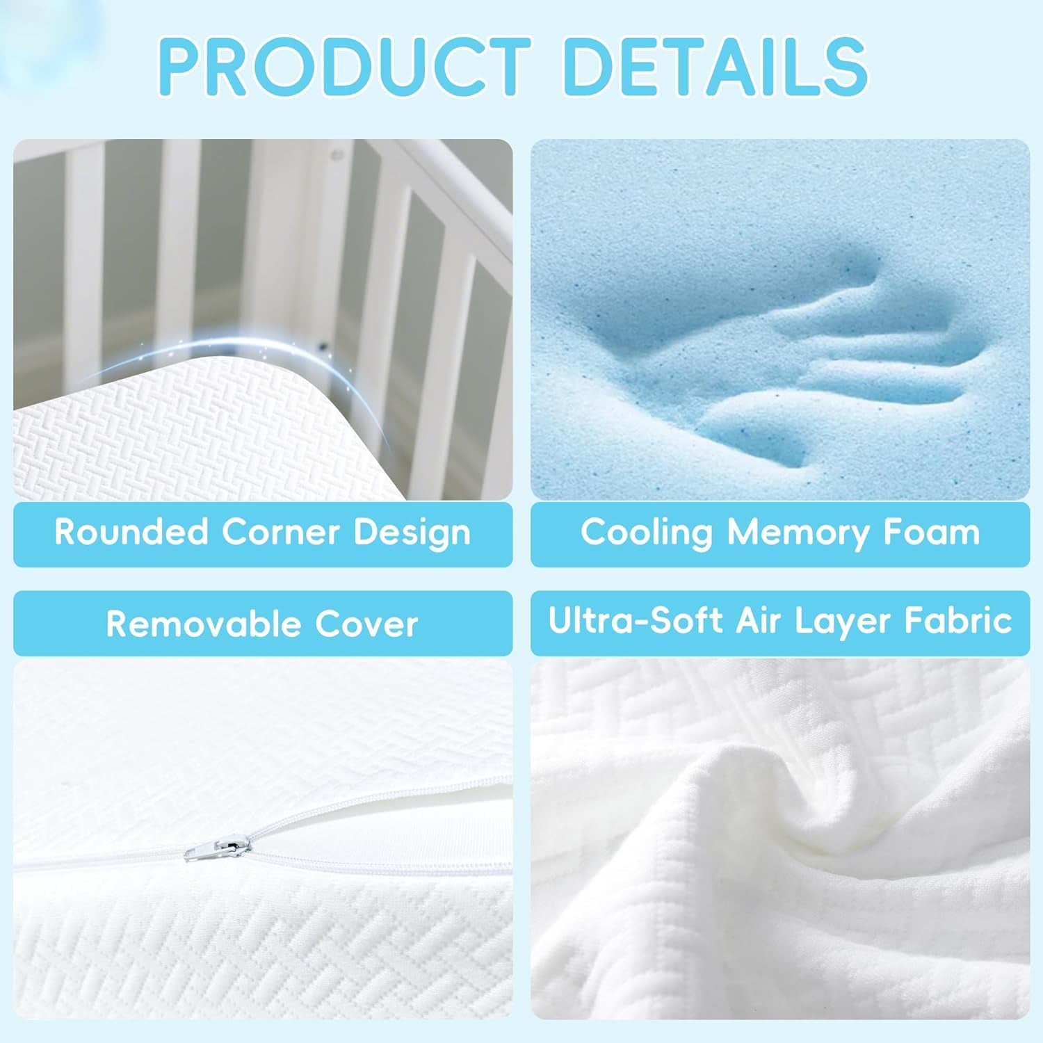 Pack and Play Mattress 38"X26", Tri-Fold Portable Pack N Play Mattresses for Playpens, Dual-Layer Crib Mattress with Waterproof Washable Breathable Cover for Infants and Toddlers