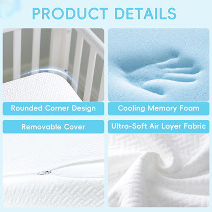 Pack and Play Mattress 38"X26", Tri-Fold Portable Pack N Play Mattresses for Playpens, Dual-Layer Crib Mattress with Waterproof Washable Breathable Cover for Infants and Toddlers