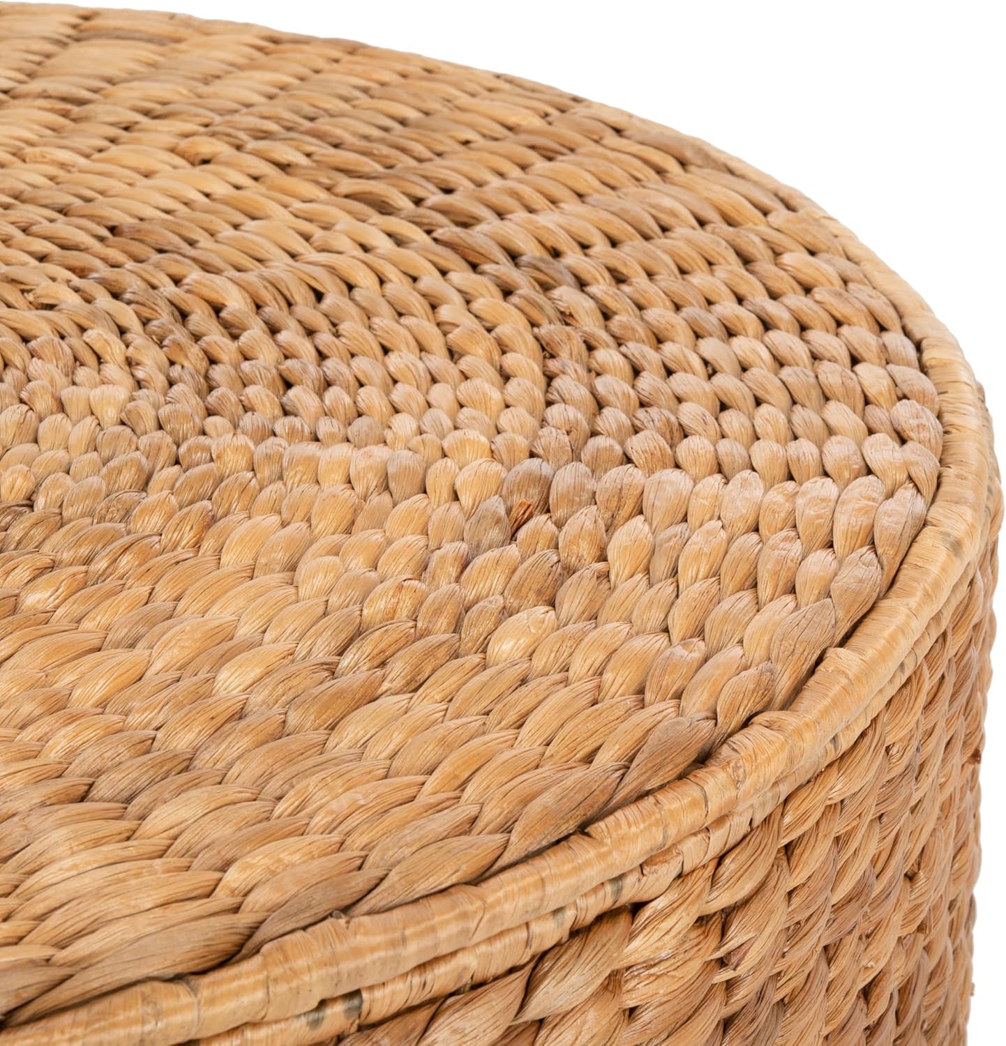 Home Collection – Jesse Natural Wicker Storage round Coffee Table, Fully Assembled, Handwoven Rattan with Lift-Off Lid & Cotton-Lined Interior, Decorative Living Room Accent (SEA7034A)