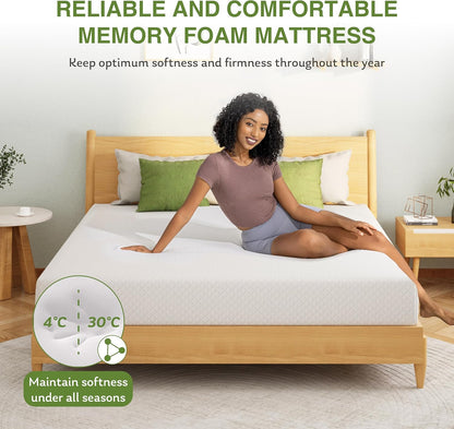 EGOHOME Full Size Memory Foam Mattress, 8 Inch Bed Mattress in a Box with Cooling Green Tea Gel, Pressure Relief with Medium Firm Support, Certipur-Us Certified, 75''L X 54''W, ‎37.3 Pounds White