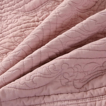 100% Cotton Quilted Pillow Sham Floral Printed Pillow Cover (Standard, Dusty Pink)
