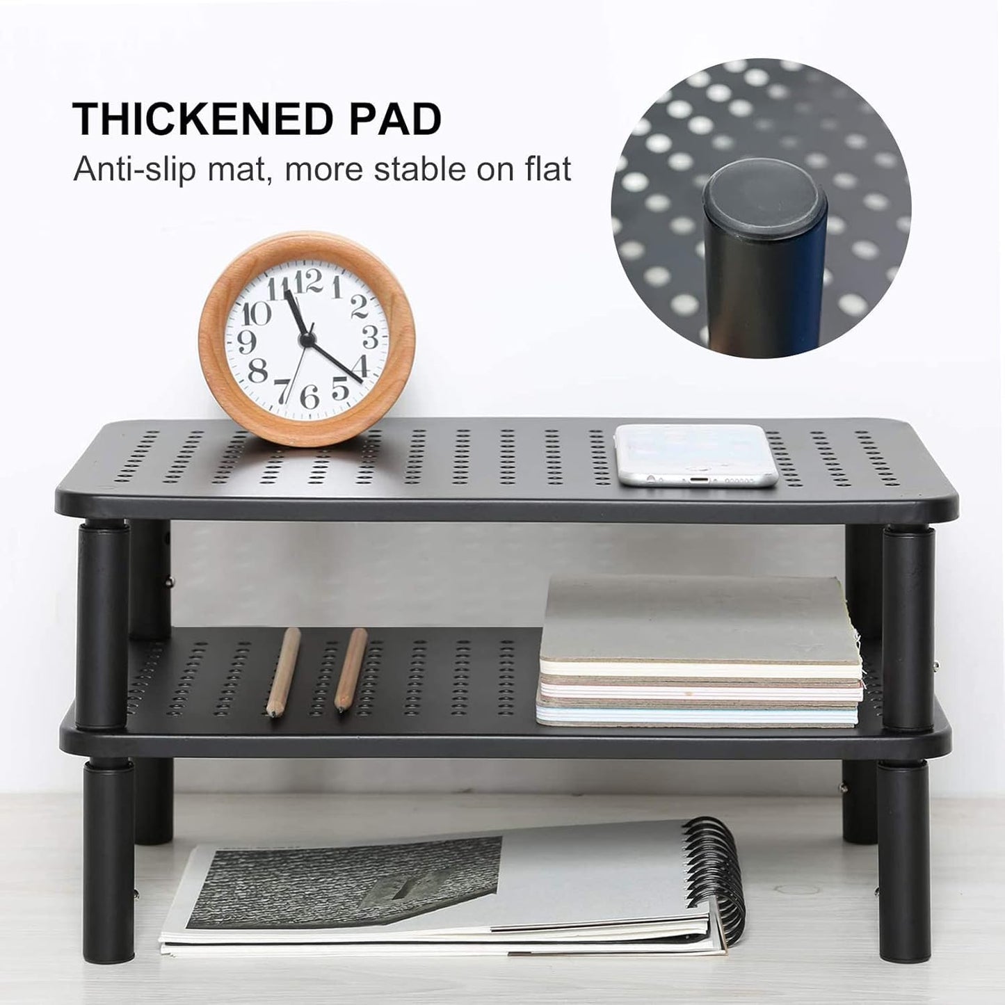 Computer Monitor Stand Riser,Monitor Riser for Laptop, Printer, Notebook and All Flat Screen TV Display with Vented Platform,3 Height Adjustable Laptop Riser,1 Pack,Black(Mst003)