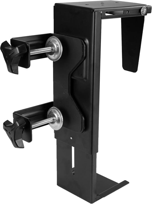 Adjustable Clamp-On Desk Leg PC Mount, under Desk PC Mount, Computer Case CPU Holder with Tool-Free Installation, Black, MOUNT-PC01C