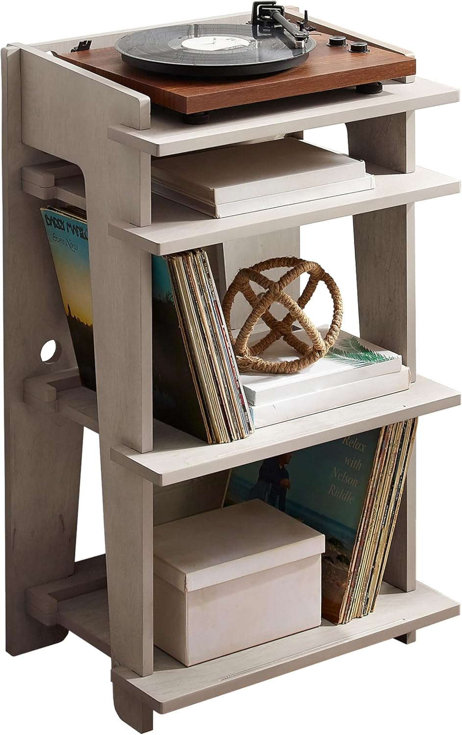 Soho Record Player Stand, Media Console with Vinyl Storage, Modern Home Organizer, Gray