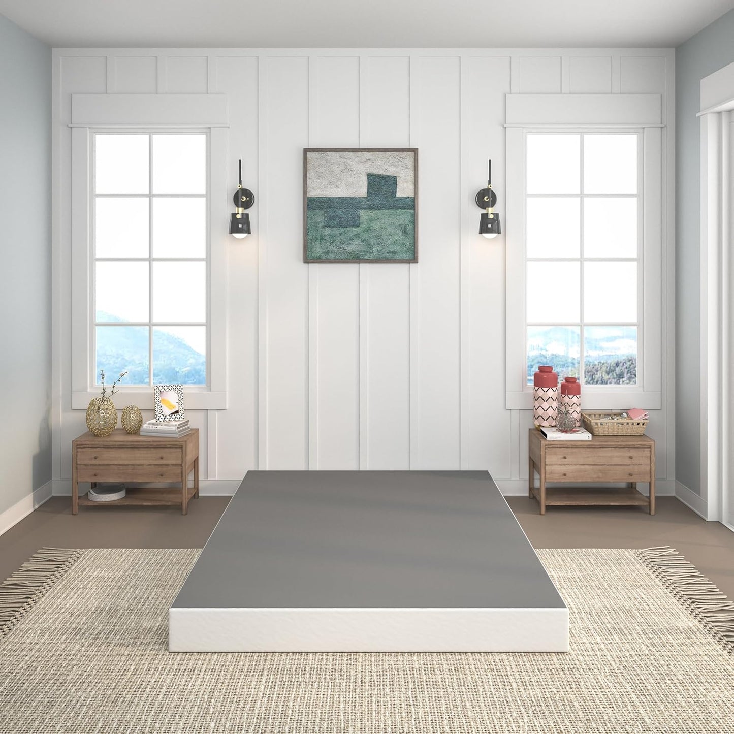 7 Inch Box Spring Full Size Bed, Heavy Duty Metal Mattress Foundation, 3000 Lbs Capacity, High Profile, Noise-Free, Easy Assembly with Fabric Cover