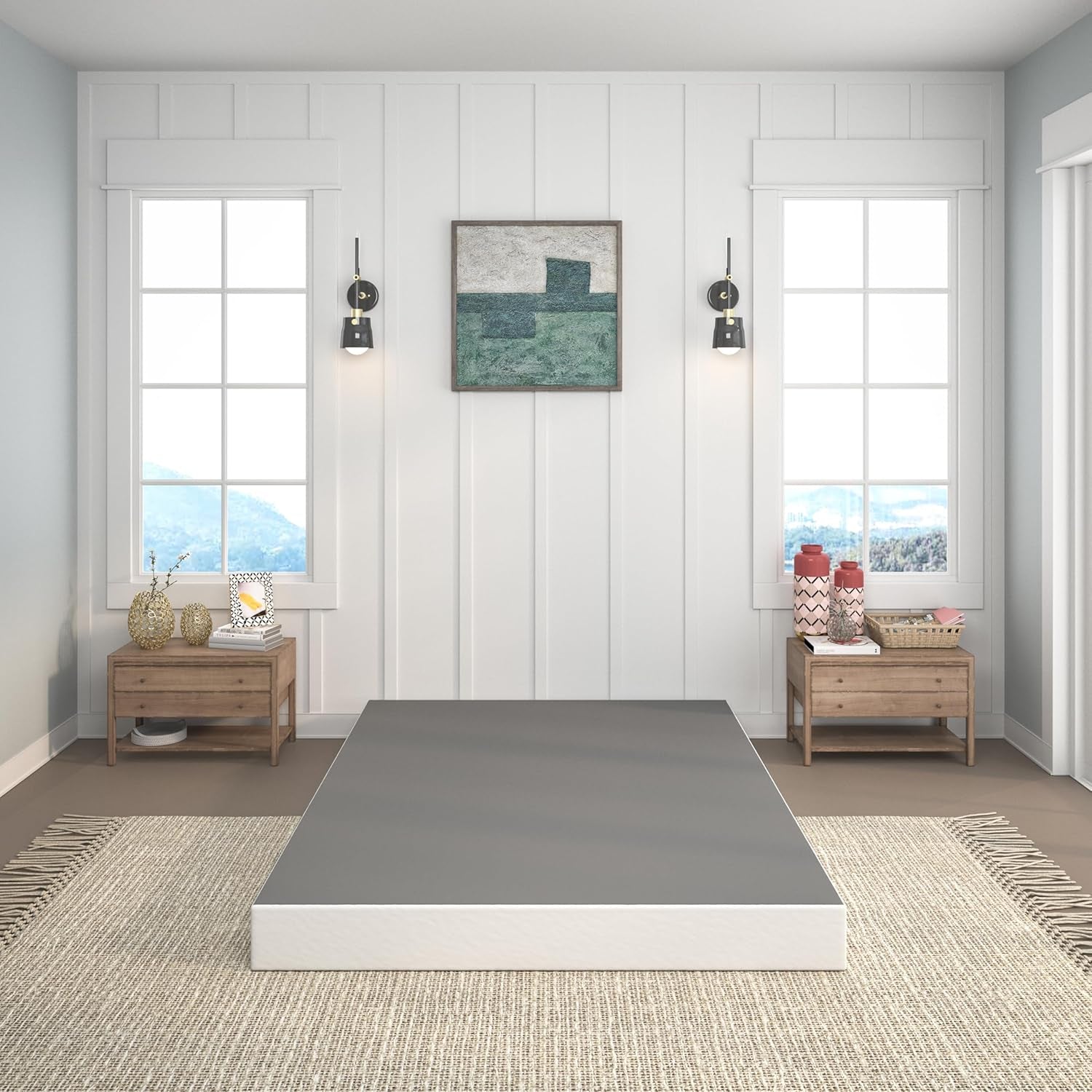 7 Inch Box Spring Full Size Bed, Heavy Duty Metal Mattress Foundation, 3000 Lbs Capacity, High Profile, Noise-Free, Easy Assembly with Fabric Cover