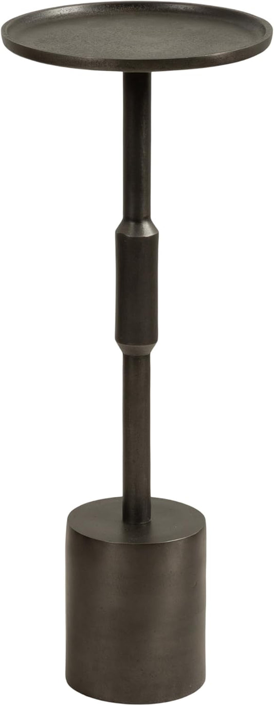 Truxton Modern round Metal Drink Table, 9 X 9 X 22, Graphite, Industrial Cast Aluminum Pedestal Table for Use as Indoor Plant Stand or Living Room Decor