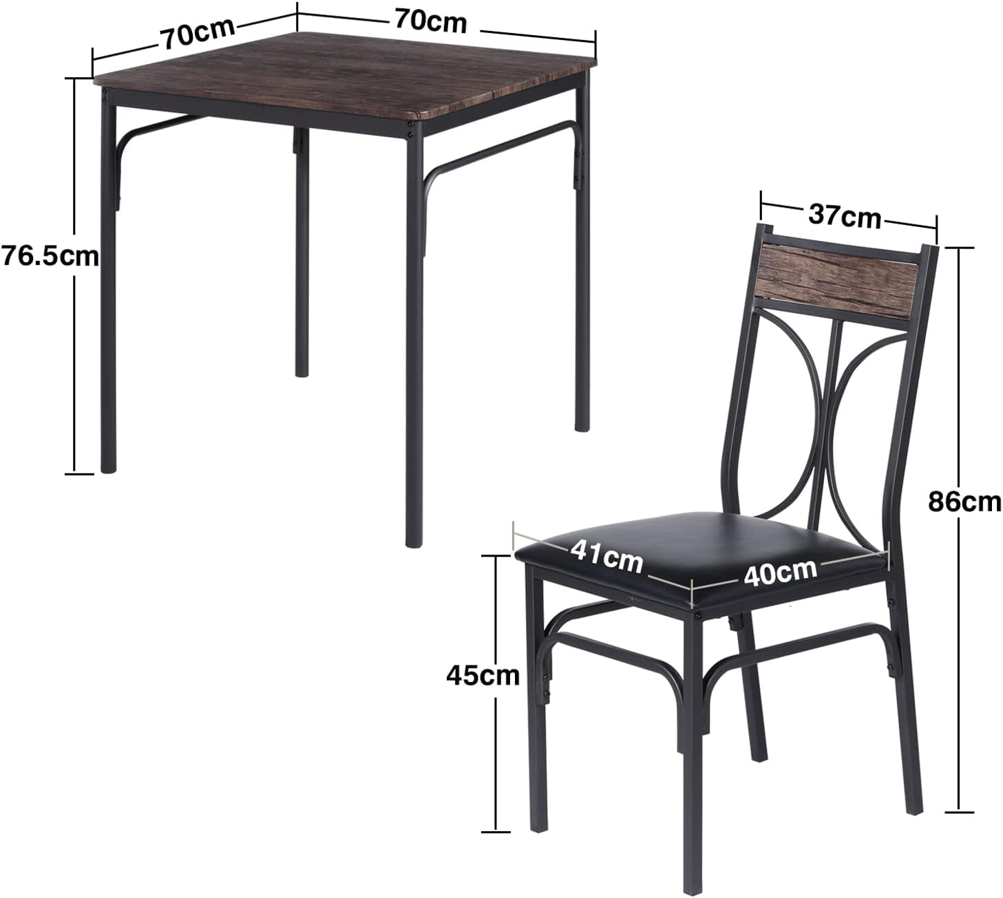 Kitchen Dining Room Table Set with 2 Chairs for Small Space, Apartment,Metal Steel Frame