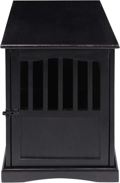 Wooden Lattice Pet Crate, End Table, Espresso