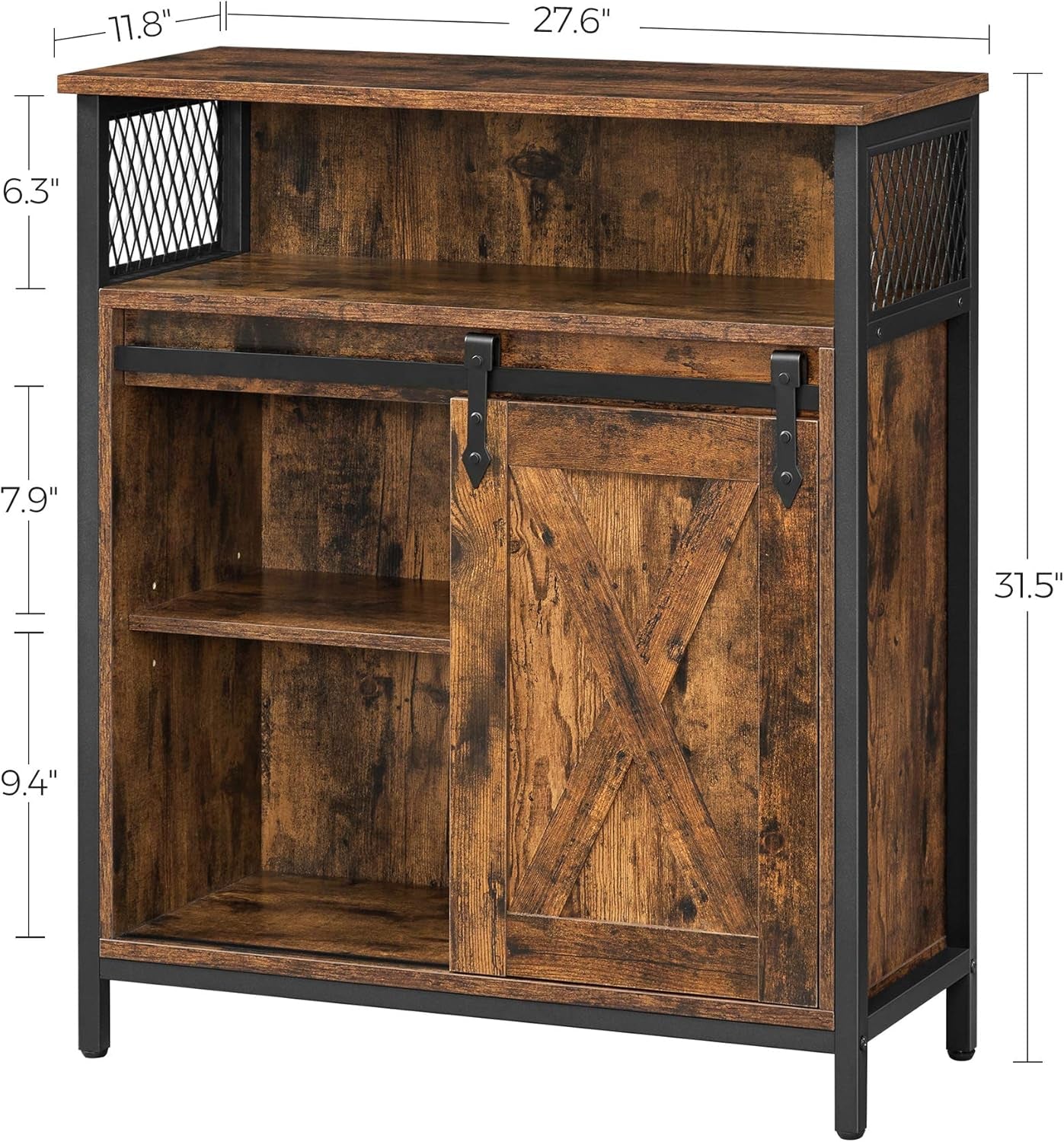 BOHOVEN Collection - Buffet Cabinet, Sideboard Storage Cabinet with Rattan-Like Doors and Drawers, Accent Cabinet, Adjustable Shelf, Boho Style, for Living Room, Ebony Black