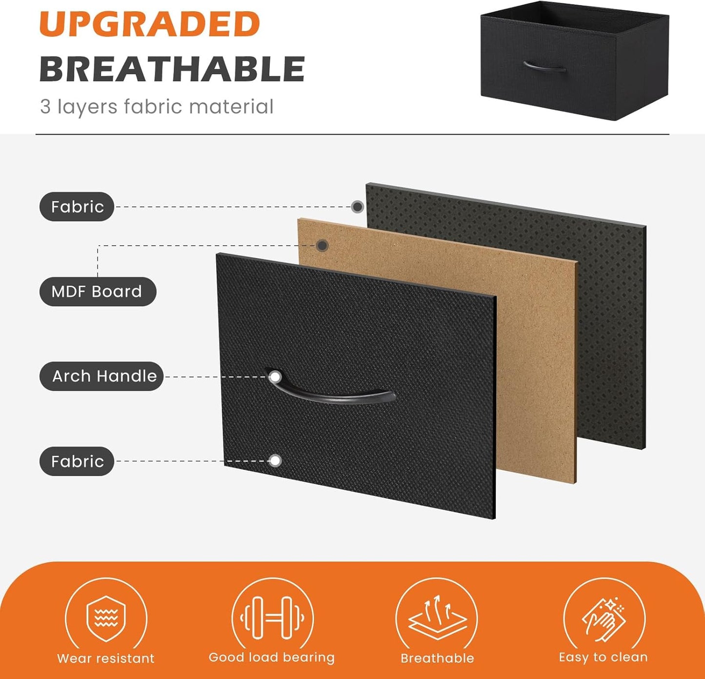 Nightstand Small Bedroom Dresser with 4 Fabric Drawers, Bed Side Furniture End Table, Wooden Top Cabinet Night Stand Dresser for Closet, Entryway, Dorm, Black