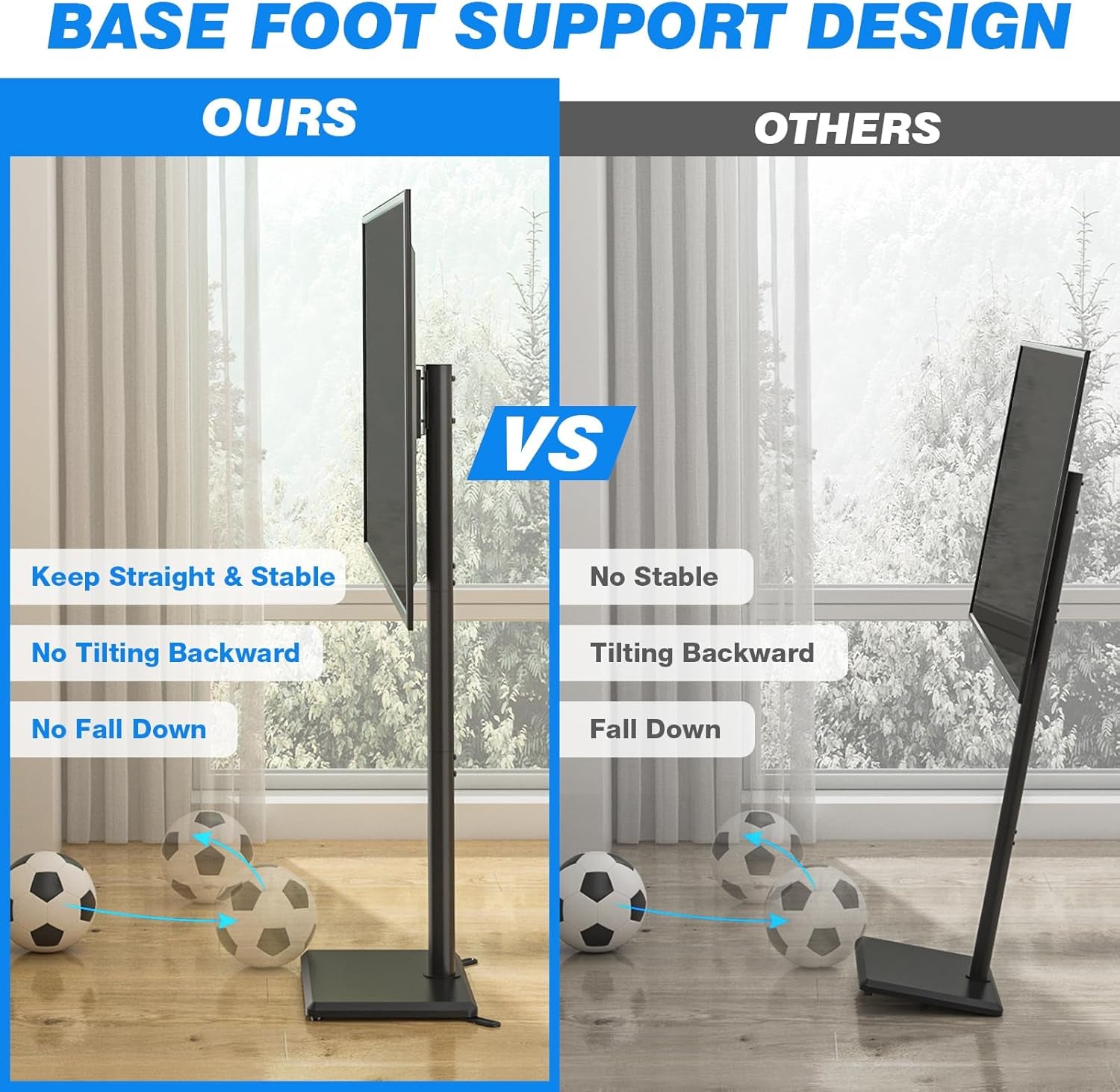 Swivel Floor TV Stand with Mount for 32-60 Inch Tvs up to 88 Lbs, Height Adjustable Tall TV Stand with Wood Base, Saving Space Design for Bedroom, Living Room and Corner, Max VESA 400X400Mm