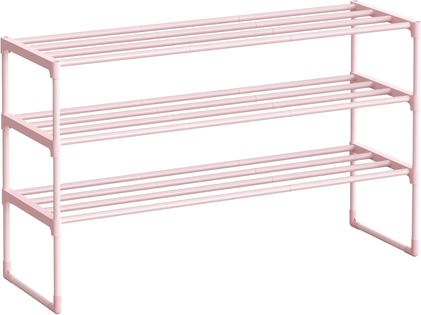 Shoe Rack, 3-Tier Shoe Organizer, Metal Storage Shelf, Upright or Upside Down, for 16-20 Pairs, Stackable, for Entryway, 11.8 X 36.2 X 21.7 Inches, Black ULSA303B02