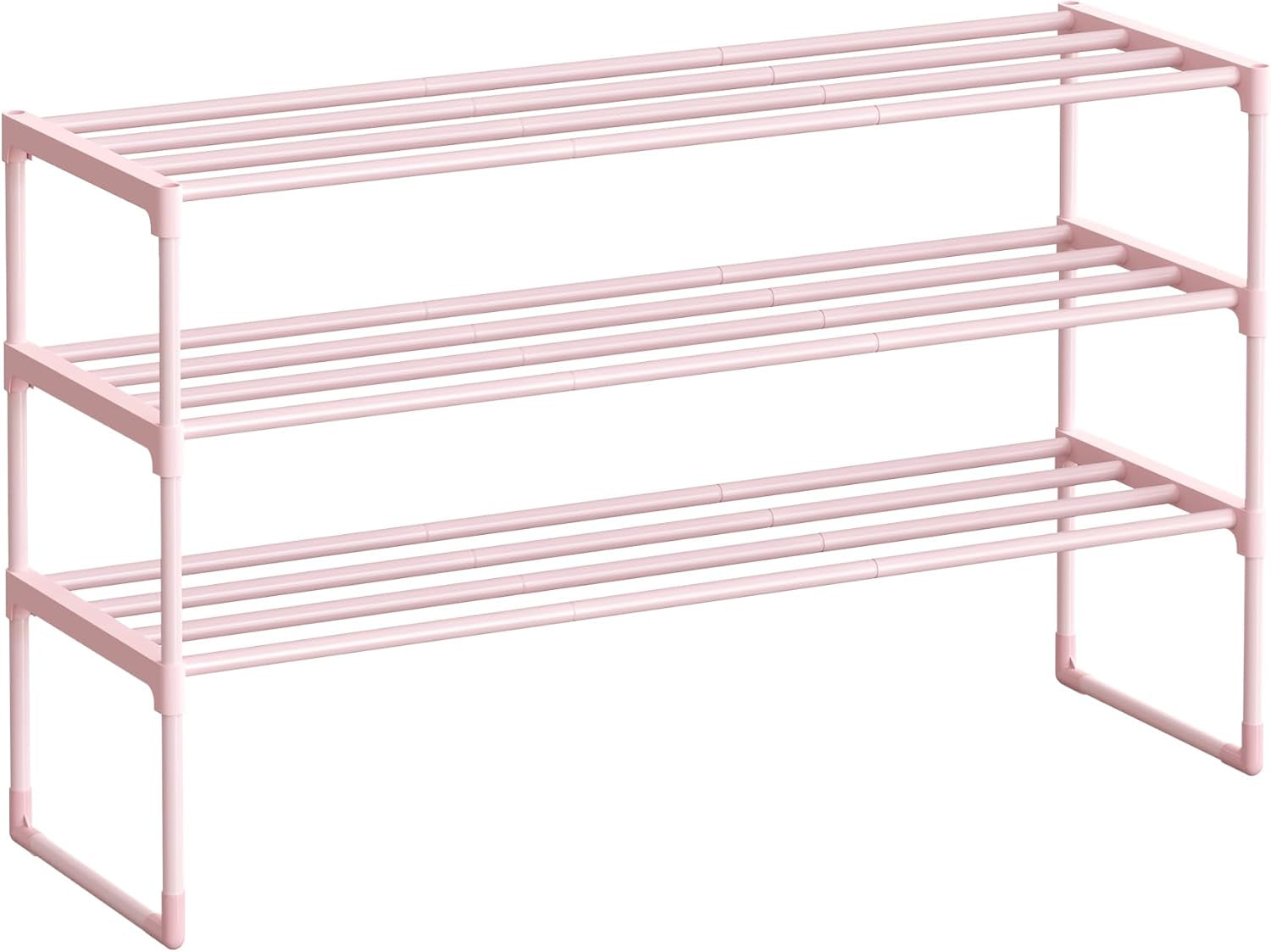 Shoe Rack, 3-Tier Shoe Organizer, Metal Storage Shelf, Upright or Upside Down, for 16-20 Pairs, Stackable, for Entryway, 11.8 X 36.2 X 21.7 Inches, Black ULSA303B02