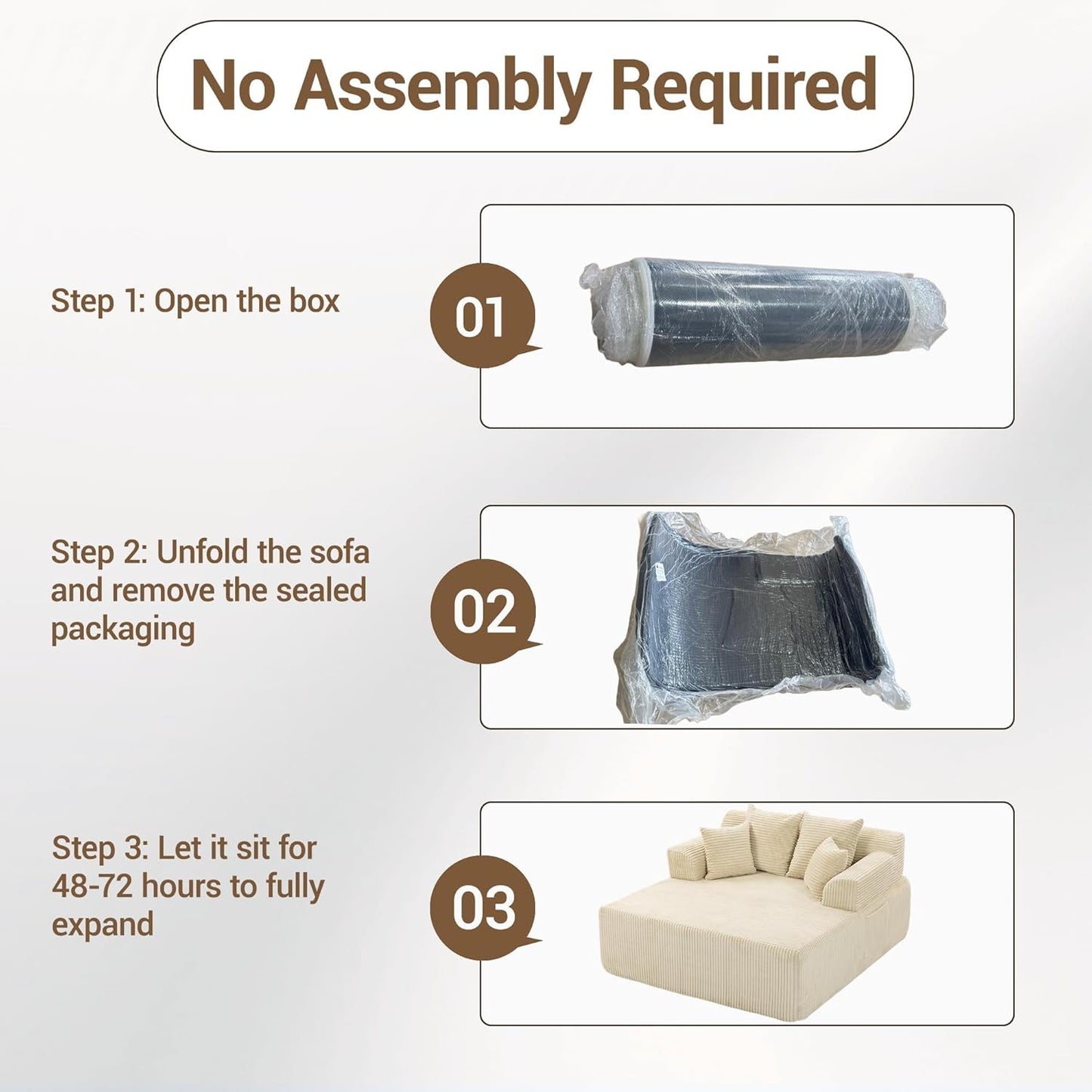 58" Chaise Lounge Chair Indoor, Beige - Oversized Corduroy Boneless Sleeper Sofa Bed with Armrests and 4 Pillows, No Assembly for Living Room