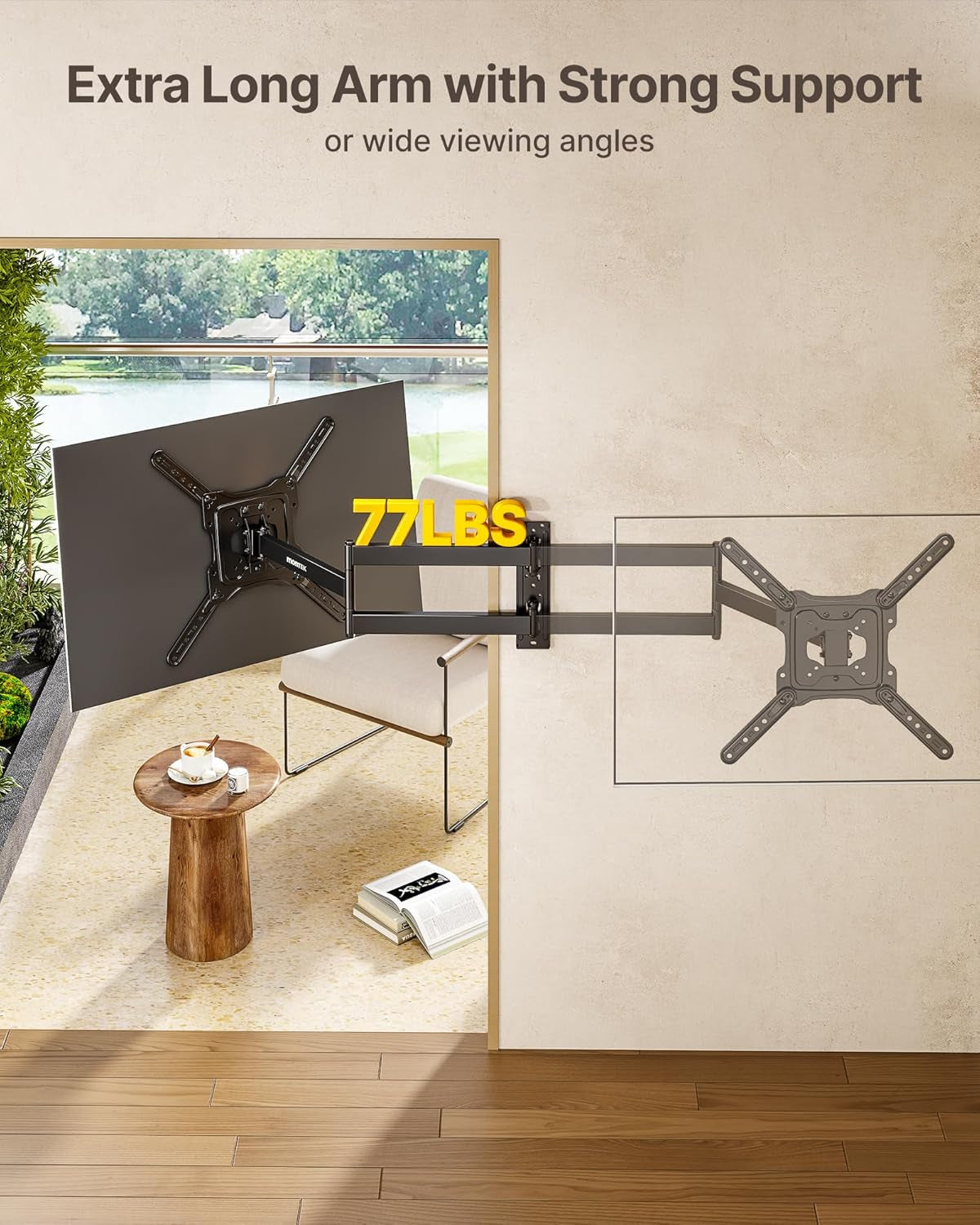 Long Arm TV Wall Mount for Most 23-65 Inch Tvs, 29 Inch Long Extension TV Mount Swivel and Tilt, Full Motion Wall Mount Tv Bracket Fit Max VESA 400 X 400Mm, up to 77 Lbs