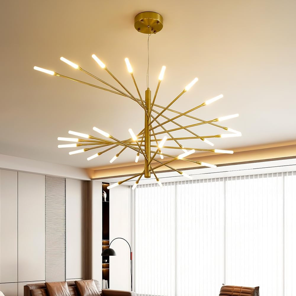 Fireworks LED Chandelier Nordic Modern Art Living Room Chandelier Remote Control Dimmable Color Villa Bedroom Dining Room