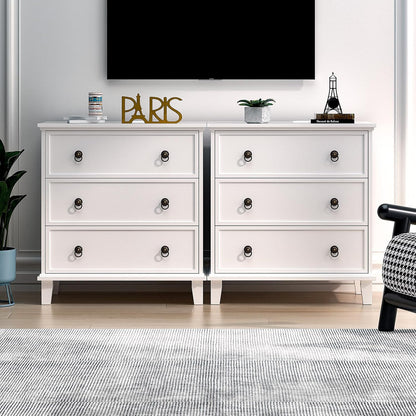 White 3 Drawers Nightstand with Charging Station, Modern Bedside Table 3 Drawers End Table, Storage Cabinet for Bedroom, Hallway, Entryway, Home Office