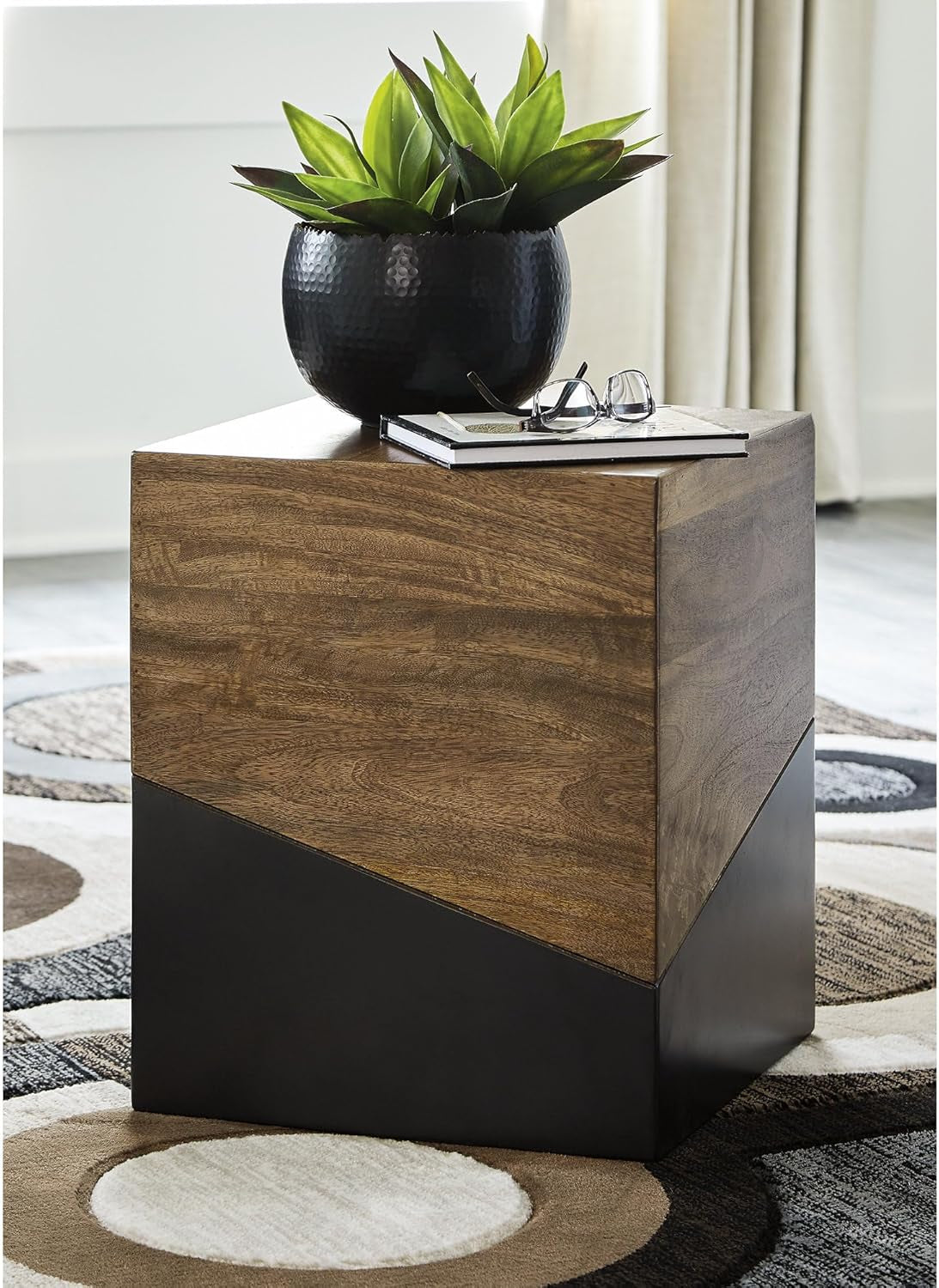 Trailbend Eclectic Accent End Table, Brown & Gunmetal