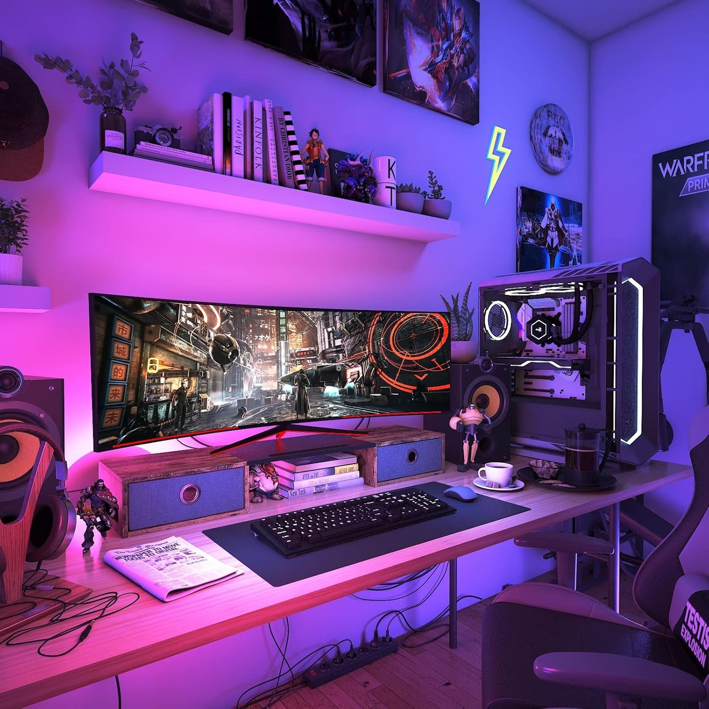 Dual Monitor Stand Riser with Two Drawers, Extra Large Storage for 2 Monitors, Desktop Oraganizer Computer,Laptop,Screen,Printer,Tv