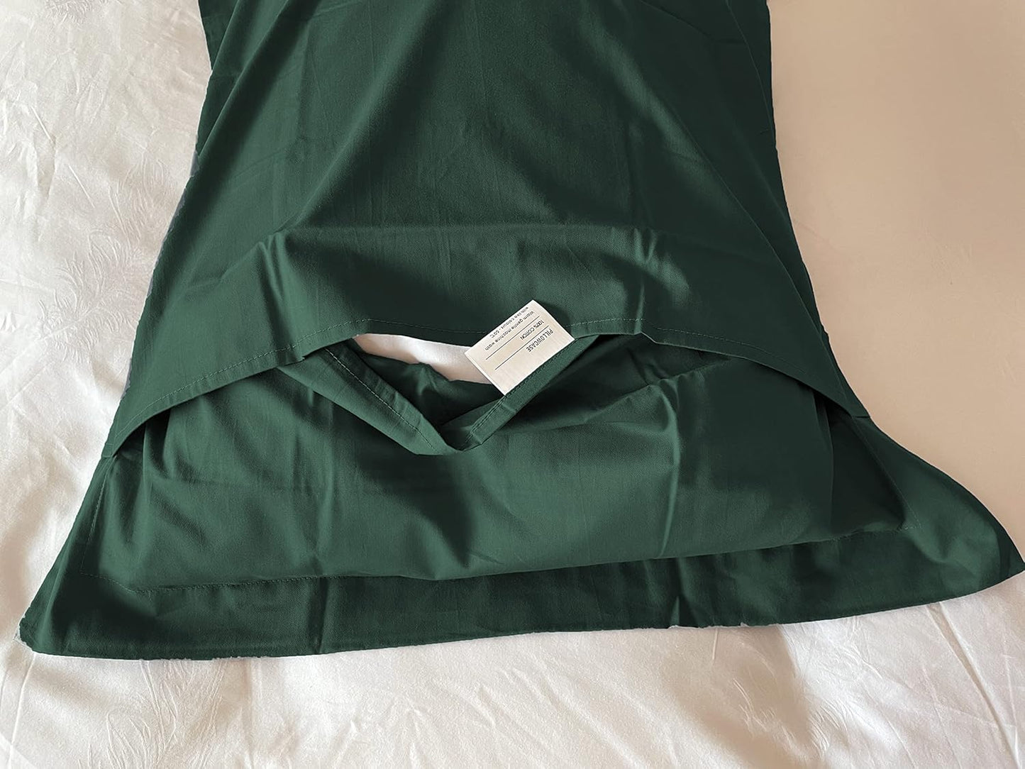 Soft and Breathable 100% Egyptian Cotton Envelope Pillow Shams, Silk like and Cozy Decorative Pillow Covers, Set of 2, Dark Green, King