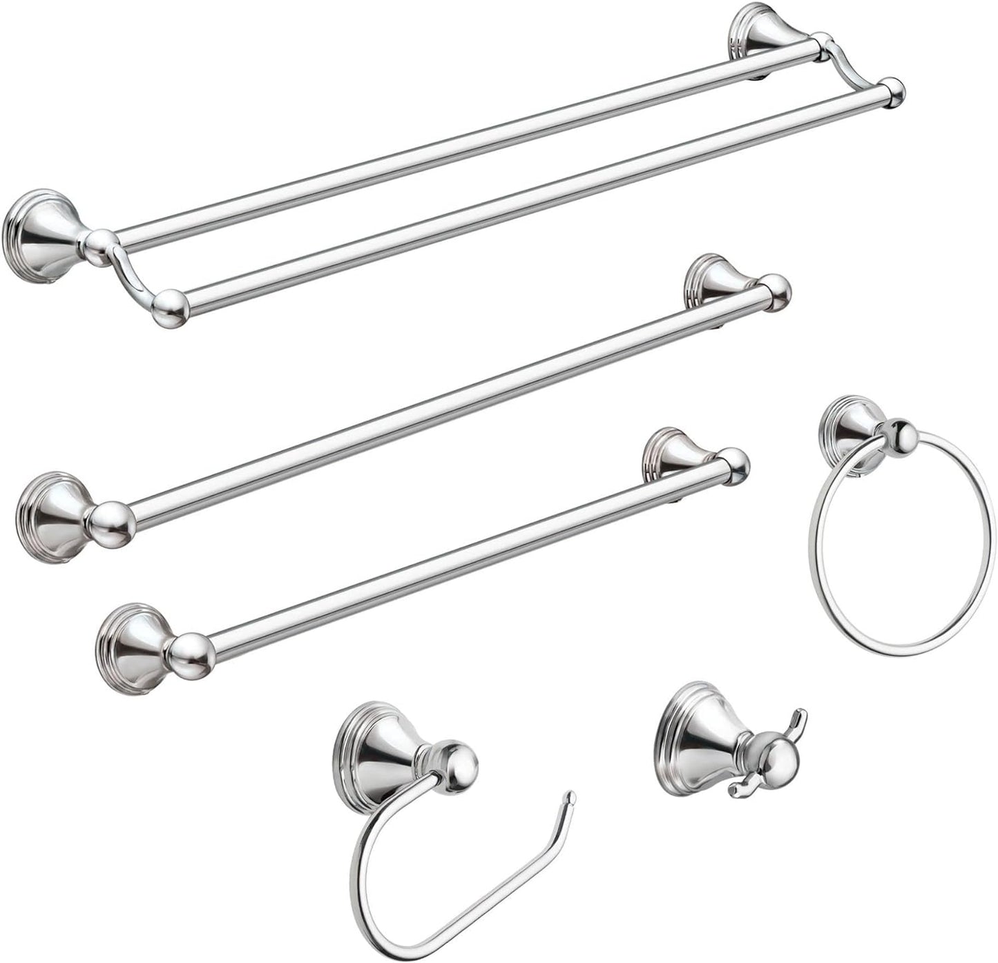 Preston Collection Polished Chrome Bathroom Hand-Towel Ring, Wall Mounted Towel Holder, DN8486CH