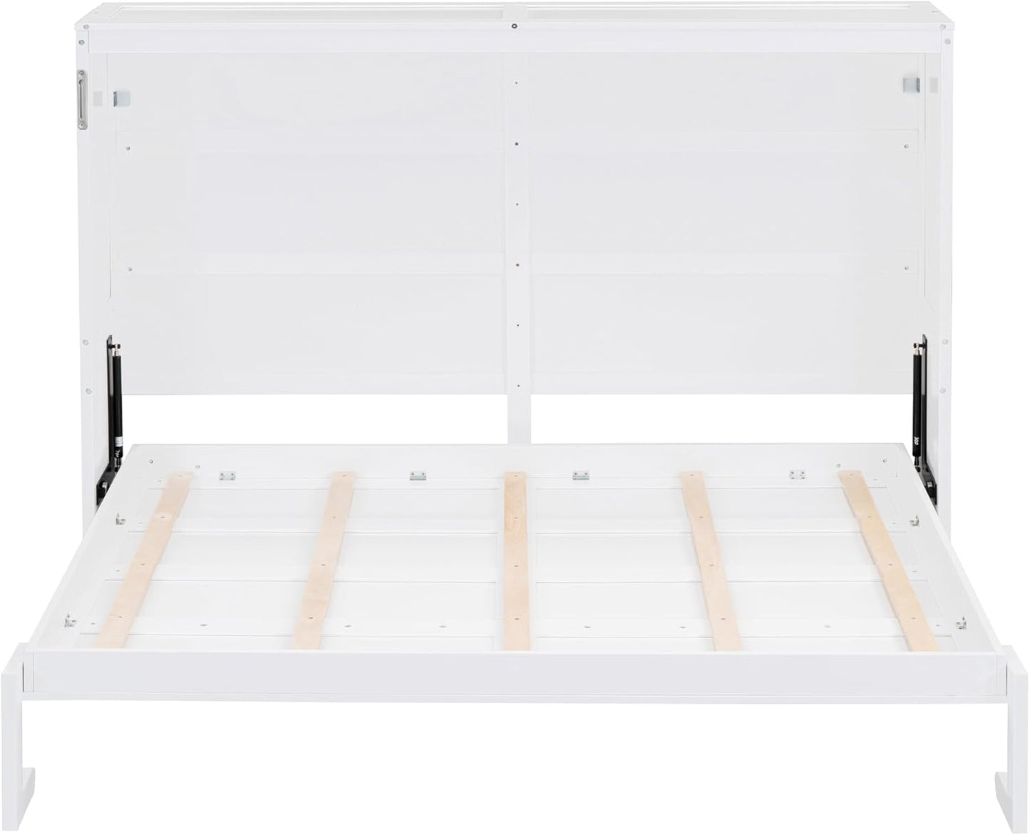 Modern Farmhouse Solid Wood Murphy Bed Chest/Space Saving/Wood Slat Support/Queen,White