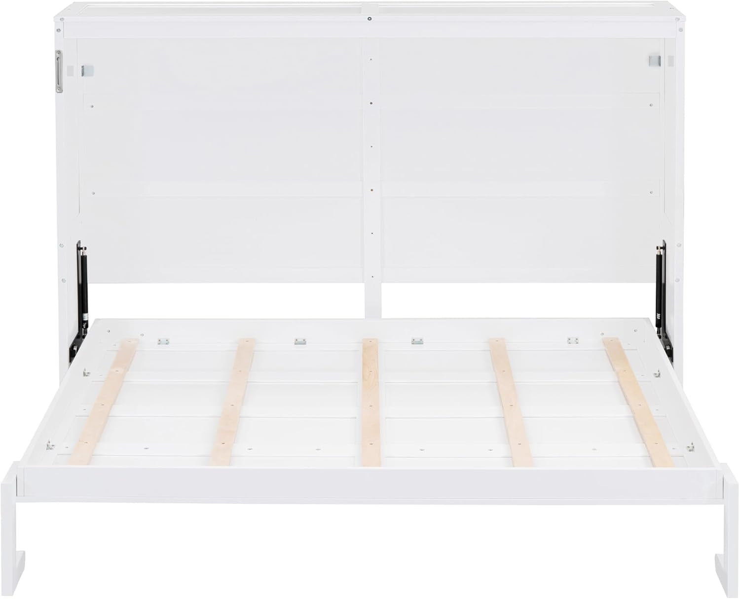 Modern Farmhouse Solid Wood Murphy Bed Chest/Space Saving/Wood Slat Support/Queen,White