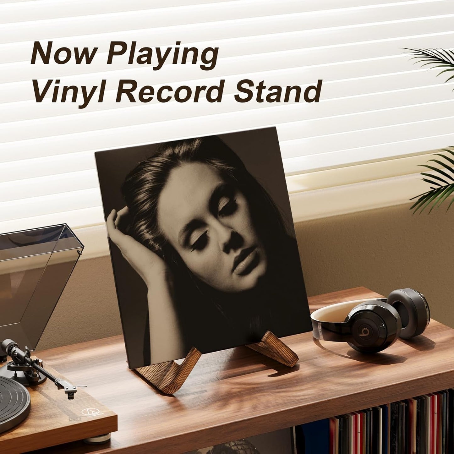 Now Playing Vinyl Record Stand, Single Wood Vinyl Record Display, 1 Second Assemble Now Spinning Stands, LP Player Accessories, Wooden Album Stand, Plate Holders for Displaying, Gifts for Record Lover