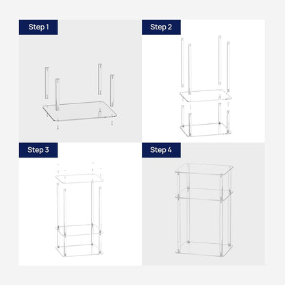 Acrylic Side Table for Small Spaces, 14" L X 11.5" W X 23.2" H, Nightstand/Bedside Table, Home Accent End Table for Living Room, Bedroom, 3 Tier, Clear