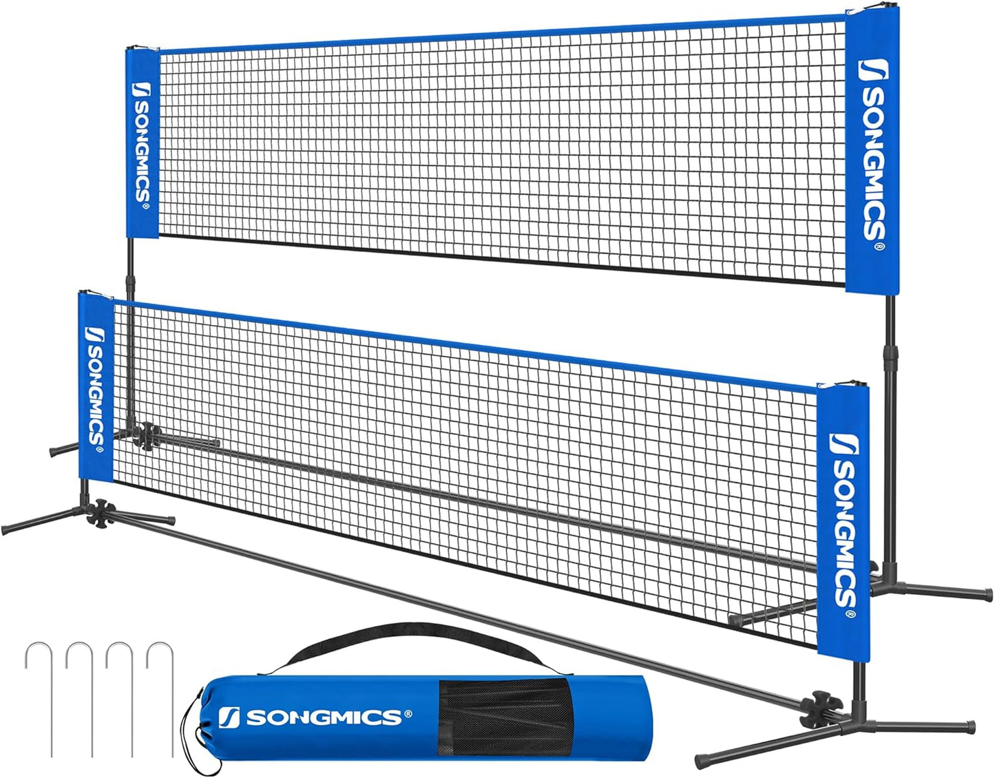 Badminton Net, Height Adjustable Volleyball Net, Pickleball Net for Junior Tennis, Kids, Indoor Outdoor Court, Foldable Nylon Net with Poles 10Ft/13Ft/16.5Ft Wide