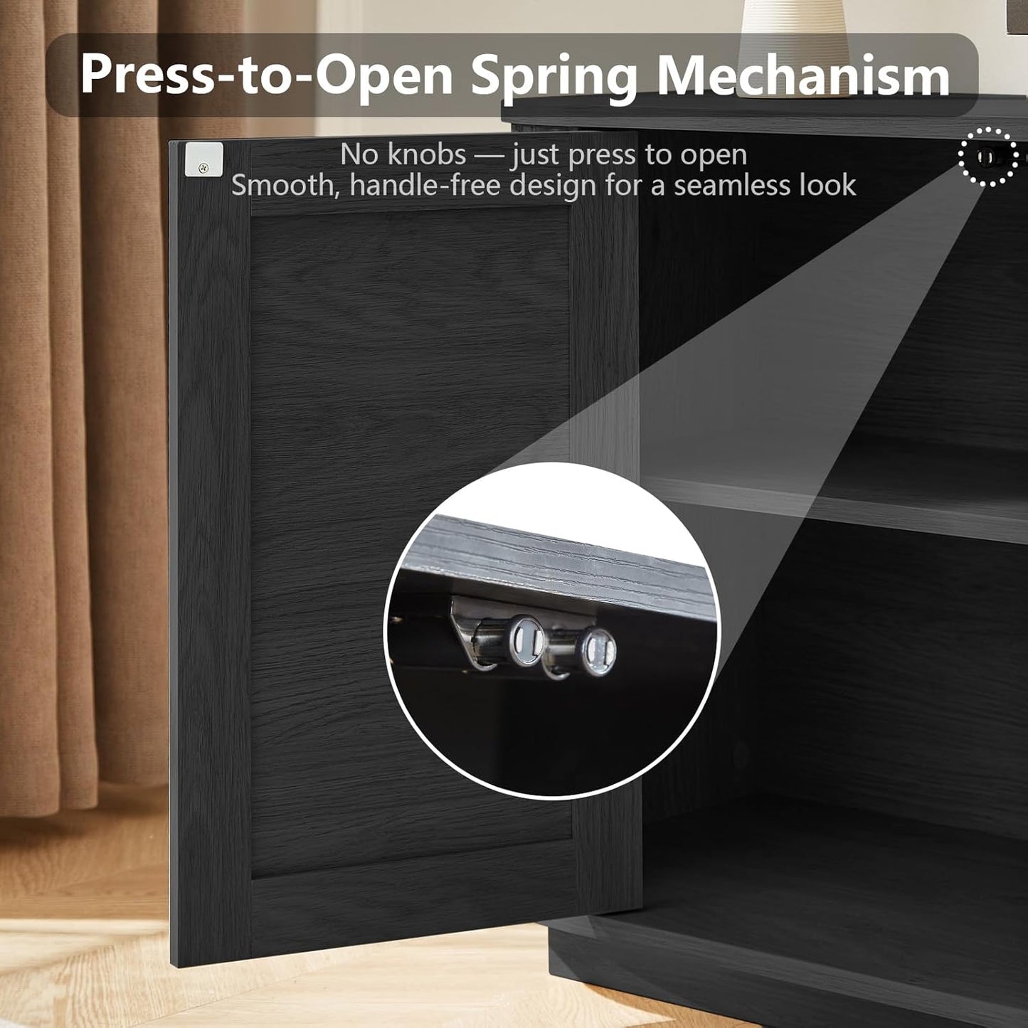 64" Fluted TV Stand for Tvs up to 75 Inch, Entertainment Center with Storage Cabinet and Drawer, Wood TV Console Television Furniture with Adjustable Shelf, Media Console for Living Room, Bedroom