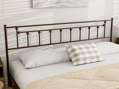 Metal King Size Headboard, Victorian Farmhouse Style Headboard, Easy Assembly, Steel King Headboard Only for Bedroom - Brown
