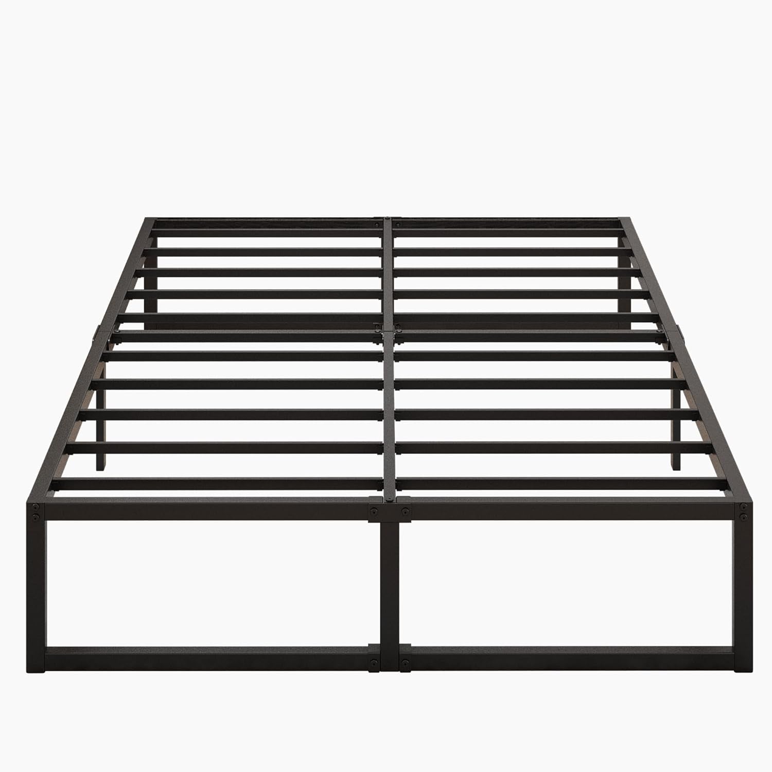 14 Inch Queen Bed Frame Heavy Duty Steel Slat Support Metal Platform Bed Frame Queen Size No Box Spring Needed, Easy Assembly, Black