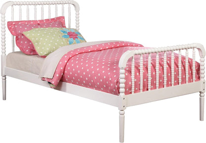 Home Furnishings Jones Country Farmhouse Wood Jenny Lind Bobbin Twin Size Open Frame Fully Slatted Platform Bed Framewhite 400415T