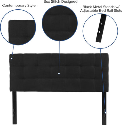Bedford Tufted Upholstered Headboard for Full Size Bed, Contemporary Fabric Tufted Headboard with Adjustable Height, Black