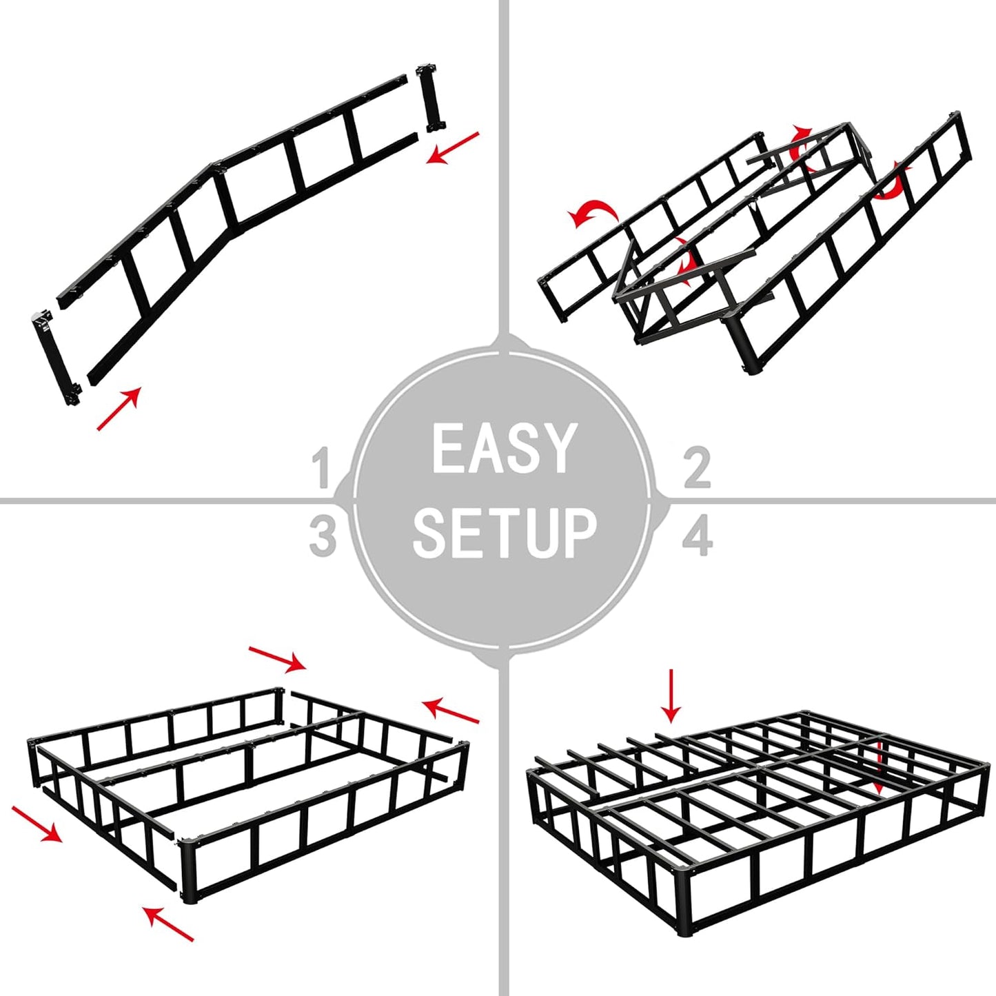 Box Springs King Size 9 Inch, Heavy Duty Metal Frame Mattress Foundation with Easy Clean Cover, Noise Free, Easy Assembly