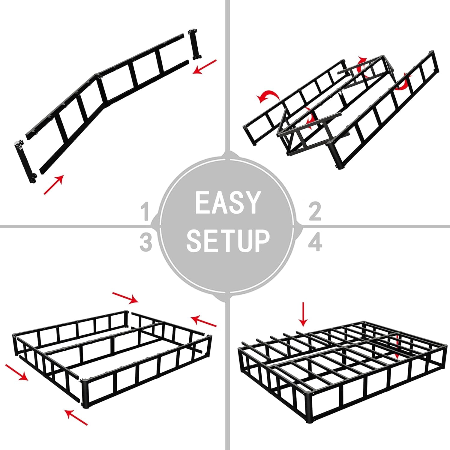 Box Springs King Size 9 Inch, Heavy Duty Metal Frame Mattress Foundation with Easy Clean Cover, Noise Free, Easy Assembly