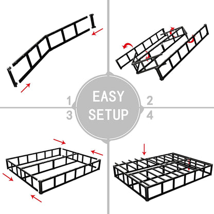 Box Springs King Size 9 Inch, Heavy Duty Metal Frame Mattress Foundation with Easy Clean Cover, Noise Free, Easy Assembly