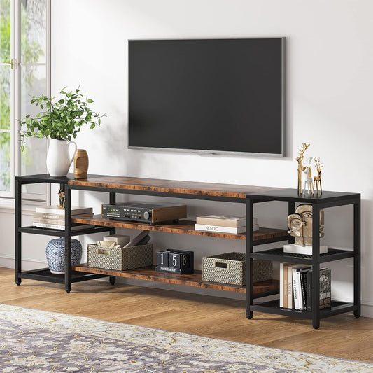 78 Inch TV Stand for Tvs up to 85 Inch, Media Entertainment Center Console Table, Industrial 3-Tier TV Console Table with Storage Shelves for Living Room, Entertainment Room