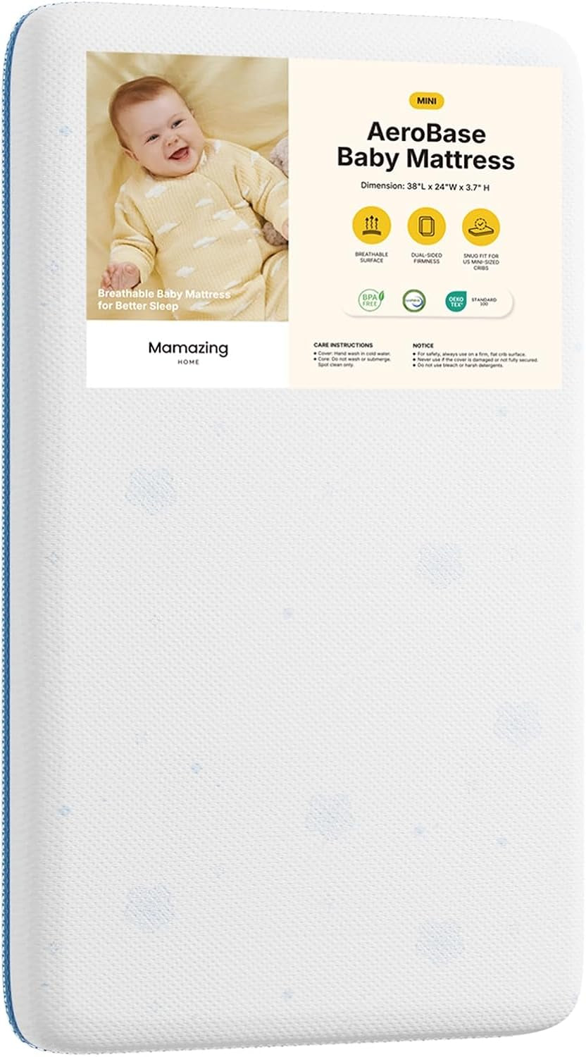 Premium Crib & Mattress - Certipur-Us Certified, Fits All Mini & Baby Crib Beds, Baby Mattress Waterproof Sleep Surface,Mini