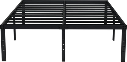 Queen Bed Frame No Box Spring Needed 18 Inch Heavy Duty Metal Tall Platform Bed Frame Queen Size with Large Storage Space, Easy Assembly, Black