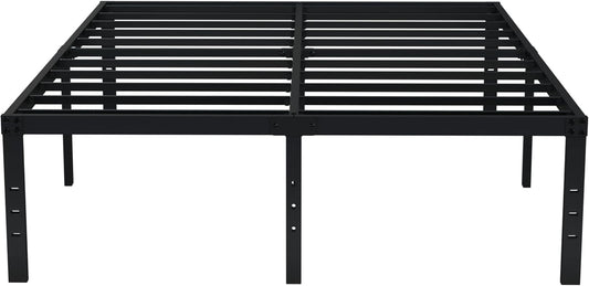 Queen Bed Frame No Box Spring Needed 18 Inch Heavy Duty Metal Tall Platform Bed Frame Queen Size with Large Storage Space, Easy Assembly, Black
