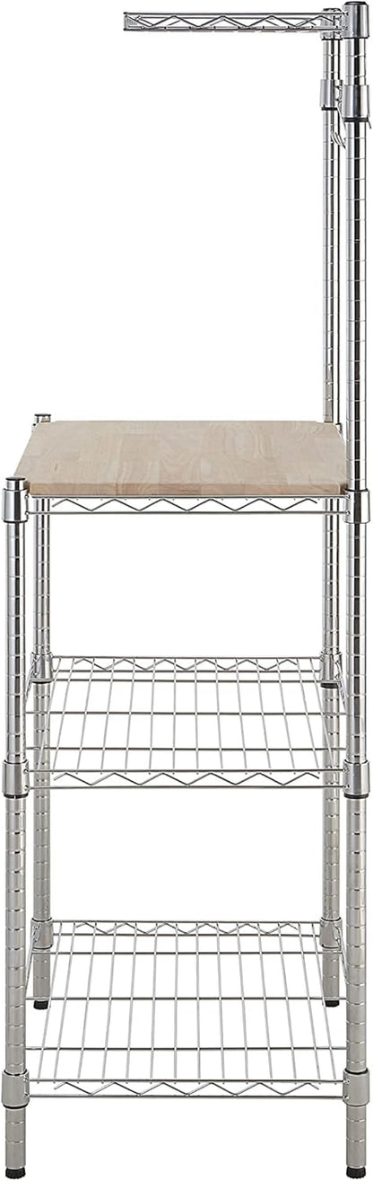 Kitchen Storage Baker'S Rack with Removable Top, Chrome/Beige, 18"D X 24" W X 59"H