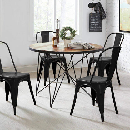Metal Dining Chair Set of 4, 18 Inch Seat Height Chair, Stackable Classic Trattoria Metal Chairs 300 Weight Capacity for Indoor Outdoor Home Kitchen Patio Cafe Restaurant Use