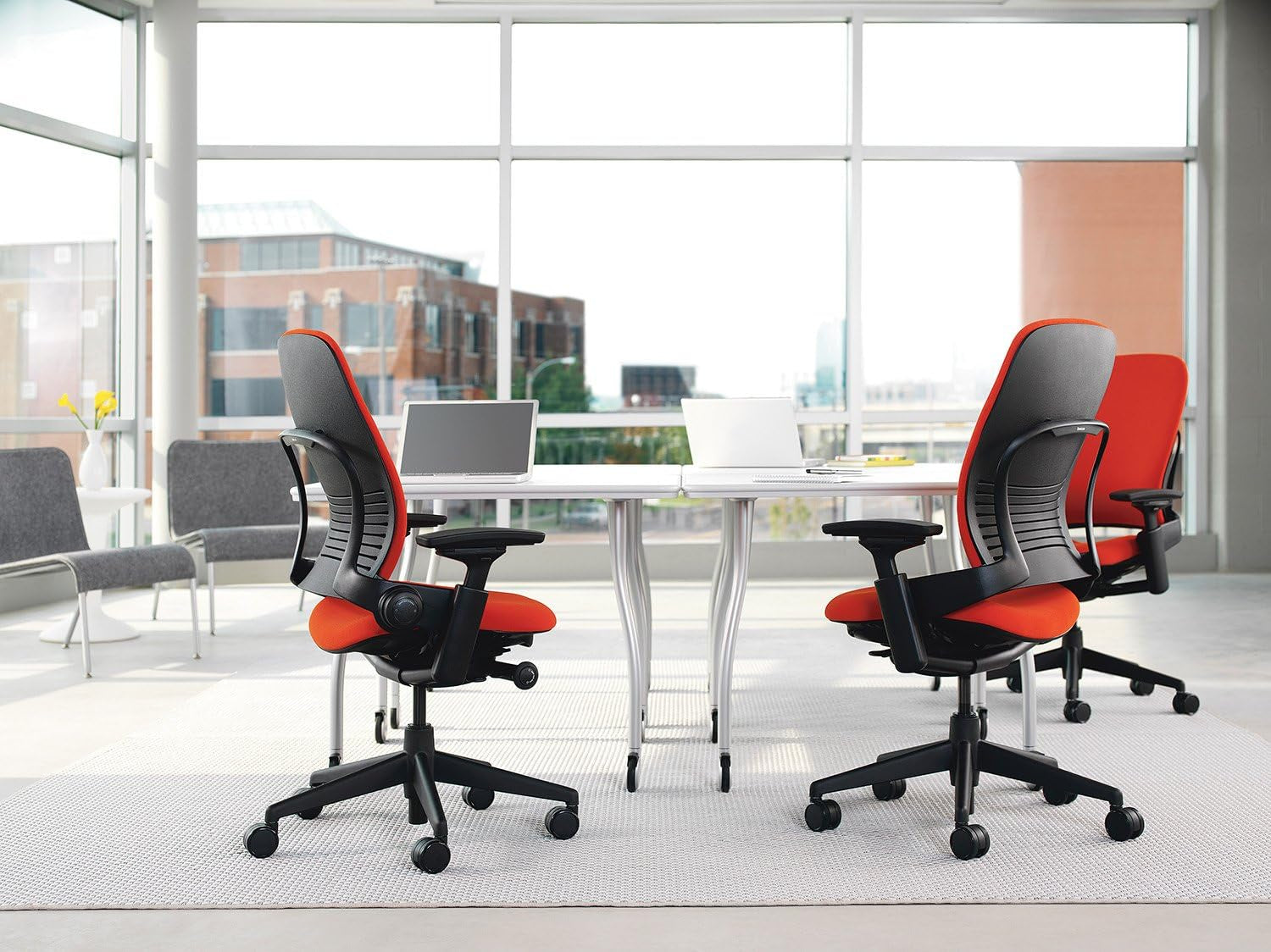 Leap Office Chair V2 - Seven Points of Adjustability - Ergonomic Back Support Chair - Lumbar Support - 4D Adjustable Arms - Black Frame - Black Fabric