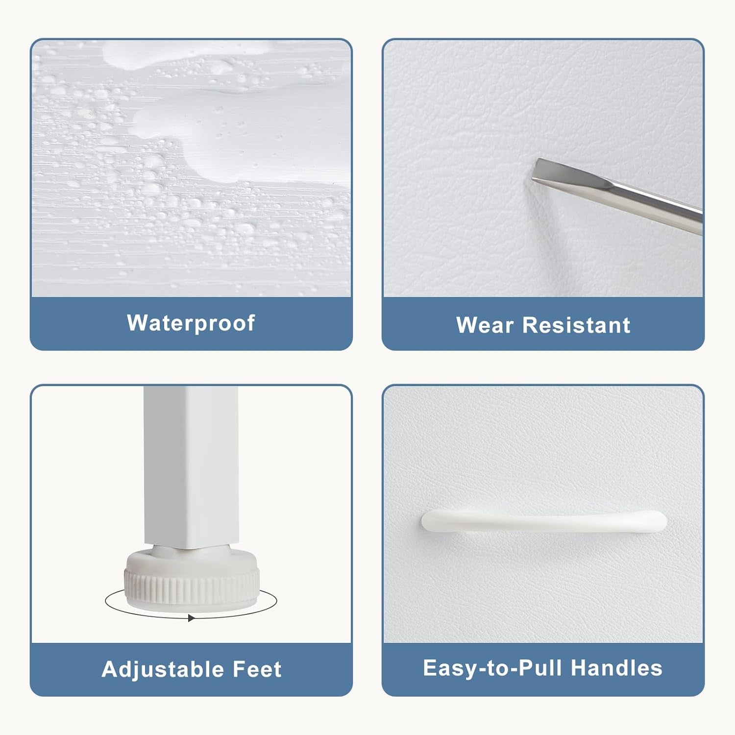 Nightstand with 4 Drawers Bedside Table with Removable Fabric Bins Sturdy Steel Frame Wood Top Organizer Furniture for Bedroom Closet Living Room